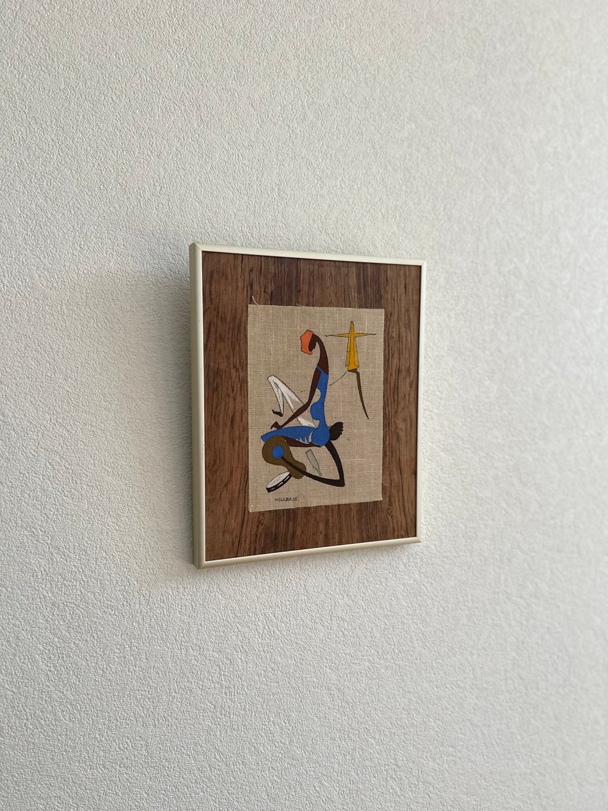 【ブラジル　アート　1970】手描き絵画『ヴィルジリオ・ナバイス』布絵　木絵 ブラジル アート 1970】手描き絵画『ヴィルジリオ・ナバイス』布