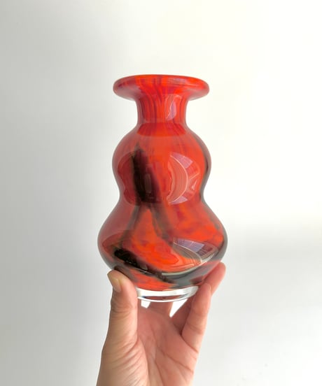 Vase｜チェコスロバキア｜赤い花瓶｜Carnival｜ガラスベース