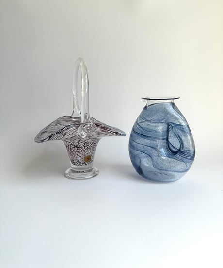 Basket｜ガラスのbasket｜花器｜ Gränna Glass｜スウェーデン