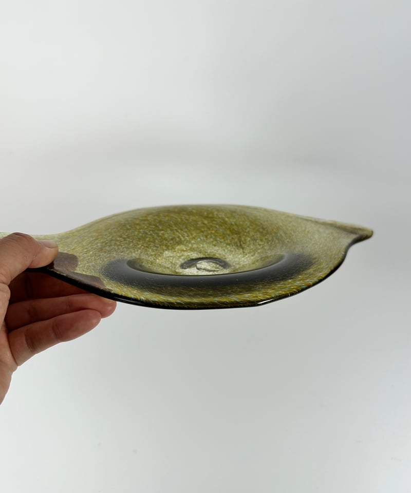 Tray｜ガラスのトレイ｜リーフトレイ｜北欧ヴィンテージ｜グリーン