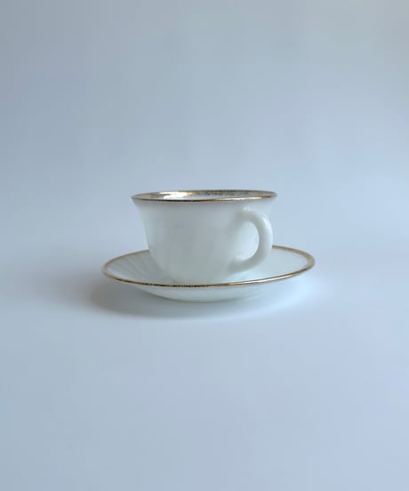 Cup &Saucer｜Fireking｜ファイヤーキング｜スワールゴールド｜アメリカ