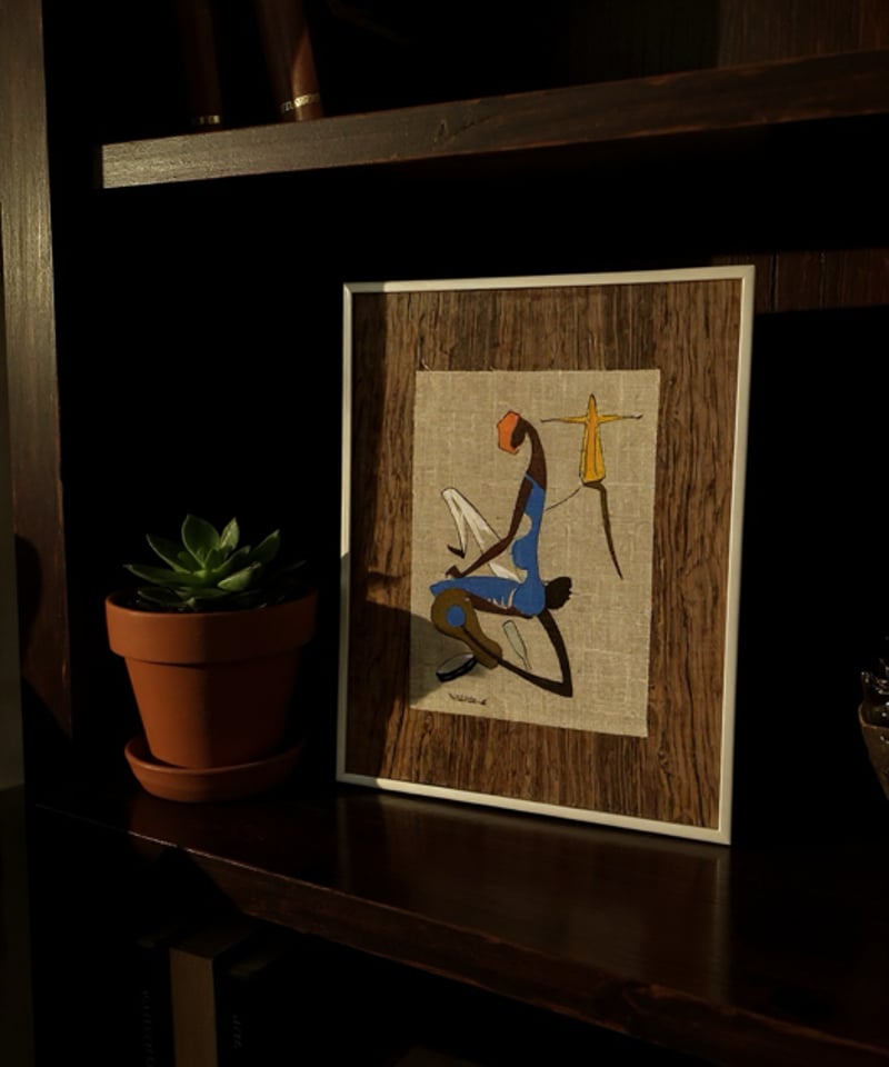 ブラジル アート 1970】手描き絵画『ヴィルジリオ・ナバイス』布絵 木