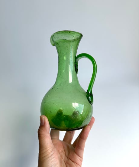 Jug｜Vase｜ガラスの花瓶｜水差し｜グリーン｜バブル