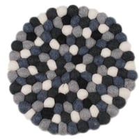 デコランド フエルトのポットマット D18cm　ブラックホワイト