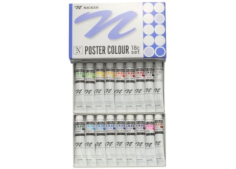 ニッカー【NICKER】　ポスターカラー20mlアニメ背景画セット　18色上級セット　Poster Color 20ml Anime Background 18-Color Expert Set
