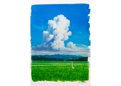 サイン入り「日本の夏　新潟　越後妻有」渡邊洋一／複製画