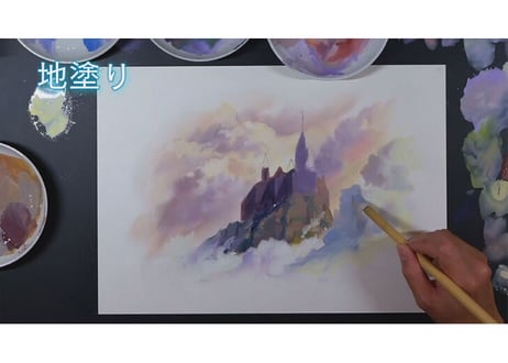 アナログ背景美術6　天空にそびえる城　ノーカット版（字幕なし）　【MP4】  ダウンロードガイド