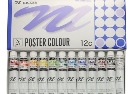 ニッカー【NICKER】 ポスターカラー20mlアニメ背景画　12色初級セット　Poster Color 20ml Anime Background 12-Color Beginner Set