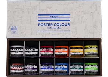 ニッカー【NICKER】 ポスターカラー40mlアニメ背景画セット　12色初級セット　Poster Color 40ml Anime Background 12-Color Beginner Set