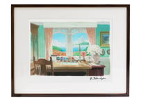 Framed B (Dark Brown) Signed ‘Work Desk in the Sun’ by Yoji Takeshige Poster Color / Reproduction