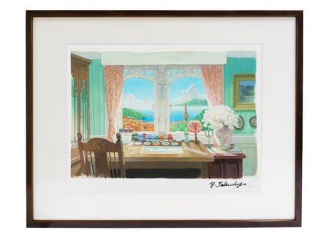 Framed B (Dark Brown) Signed ‘Work Desk in the Sun’ by Yoji Takeshige Poster Color / Reproduction
