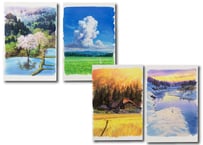渡邊洋一美術監督作品　日本の四季　ポストカード４枚セット　Yoichi Watanabe Works: “The Four Seasons of Japan” Set of 4 Postcards