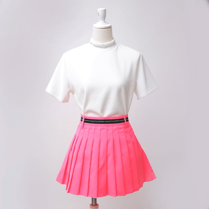 蛍光ピンク インナーペチパン付きプリーツスカート | mamecocloset 蛍光ピンク インナーペチパン付きプリーツスカート | mamecocloset