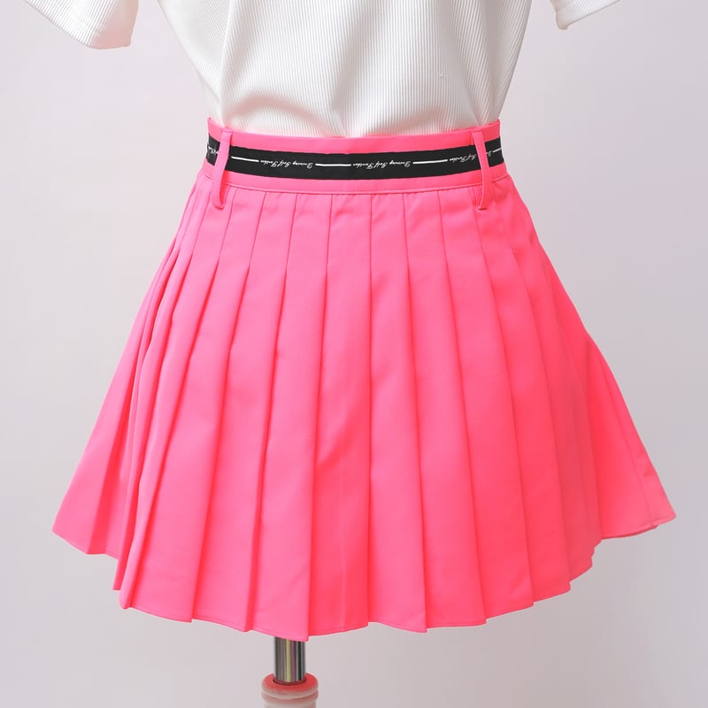 蛍光ピンク インナーペチパン付きプリーツスカート | mamecocloset 蛍光ピンク インナーペチパン付きプリーツスカート | mamecocloset