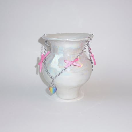 Ribbon With Chain Mini Flower Vase / Yes!ceramic
