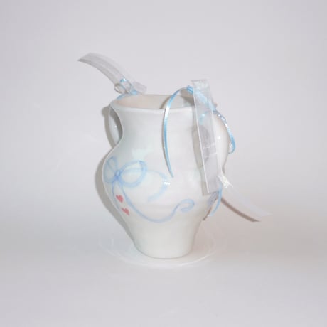 Baby Blue Ribbon Mini Flower Vase / Yes!ceramic