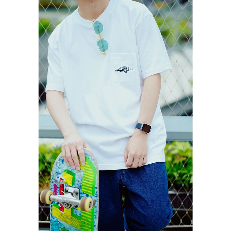 ポケットTシャツ 〈チャンネルロゴ 刺繍〉 -White- | マリマリ