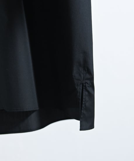KIMURA - BOX / henley neck collar shirt L/S, BLACK.