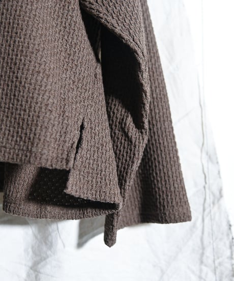 ANCELLM - CHAIN KNIT HI-NECK LS T-SHIRT, KHAKI.