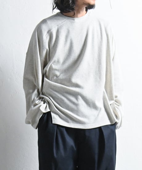 ANCELLM - THERMAL LS T-SHIRT, HEATHER WHITE.