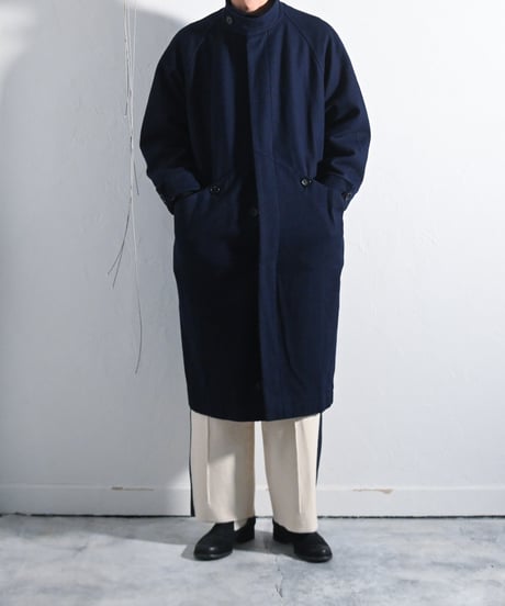 1990's Y's - Stand collar melton long coat.