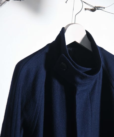 1990's Y's - Stand collar melton long coat.
