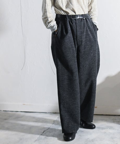 YOKO SAKAMOTO - TWEED BAGGY PANTS, GRAY.