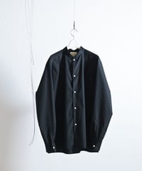 KIMURA - BOX / henley neck collar shirt L/S, BLACK.