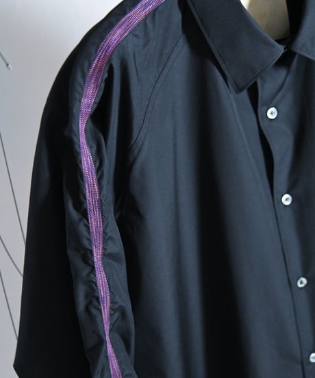 KIMURA - 20needles / split raglan sleeve shirt, BLACK × MULTI COLOR stitch #7.
