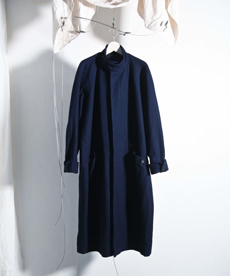 1990's Y's - Stand collar melton long coat.