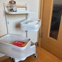 ■ワゴン■ピヴォ・トローリー　アイアン４段ラック　スイングボックス　２カラー