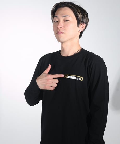 【Whiskey&Co. オリジナル　ロングスリーブ Tシャツ】　色：黒/ 白　サイズ：M/ L/ XL