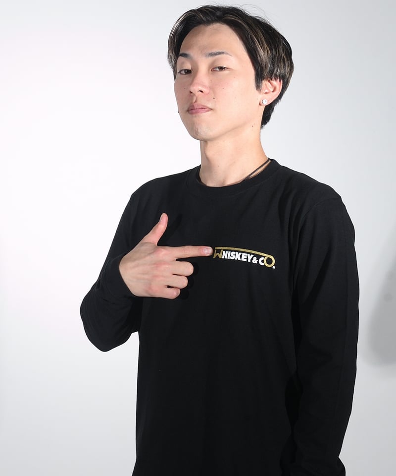 Whiskey&Co. オリジナル ロングスリーブ Tシャツ】 色:黒/ 白 Whiskey&Co. オリジナル ロングスリーブ Tシャツ】 色:黒/ 白