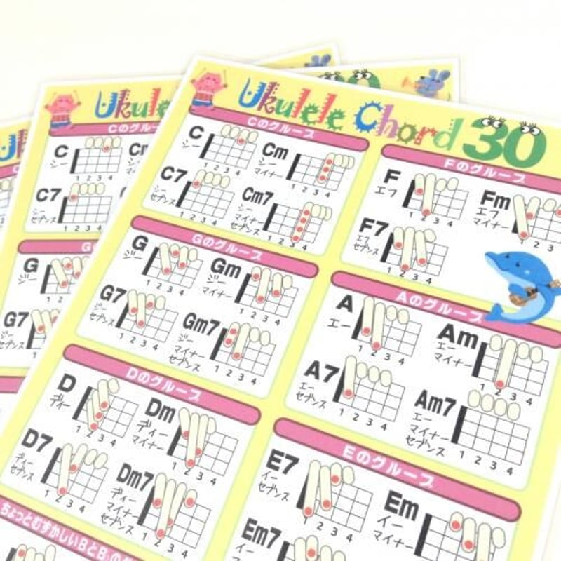 ウクレレコード30【ウクレレを始めたばかりの方向けのコード表