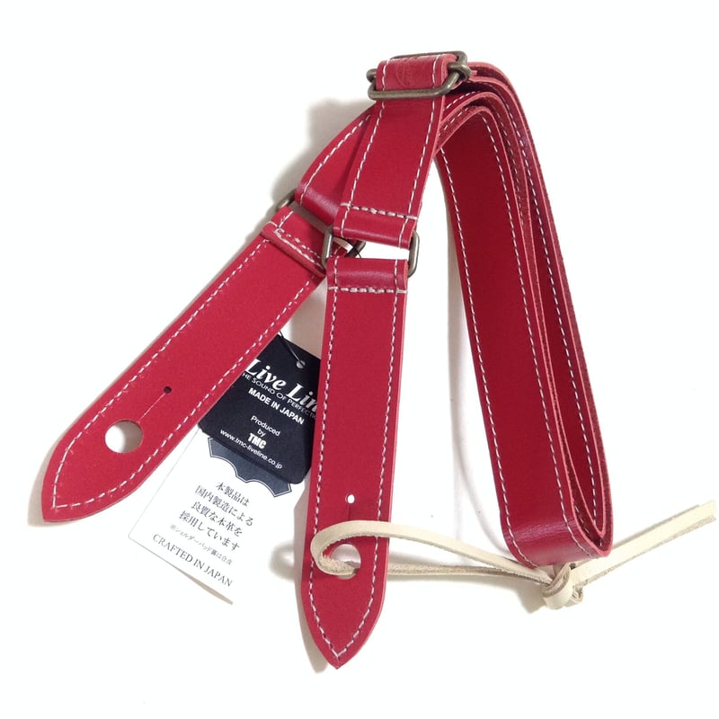 ウクレレストラップ 本革【 赤】LIVE LINE（ライブライン