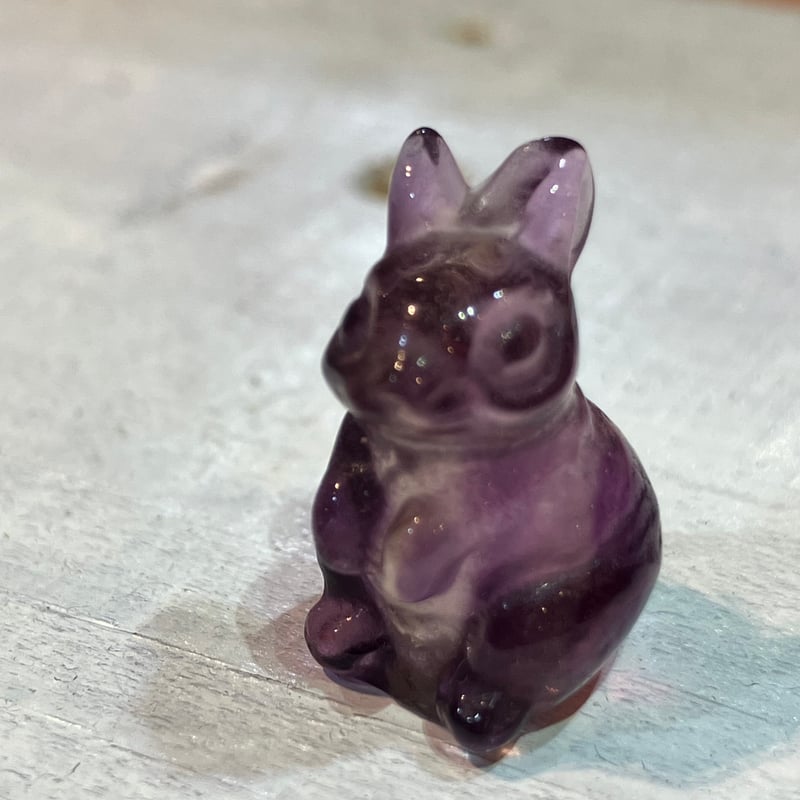 キャンディー フローライト うさぎ セット カービング 彫り物 双子