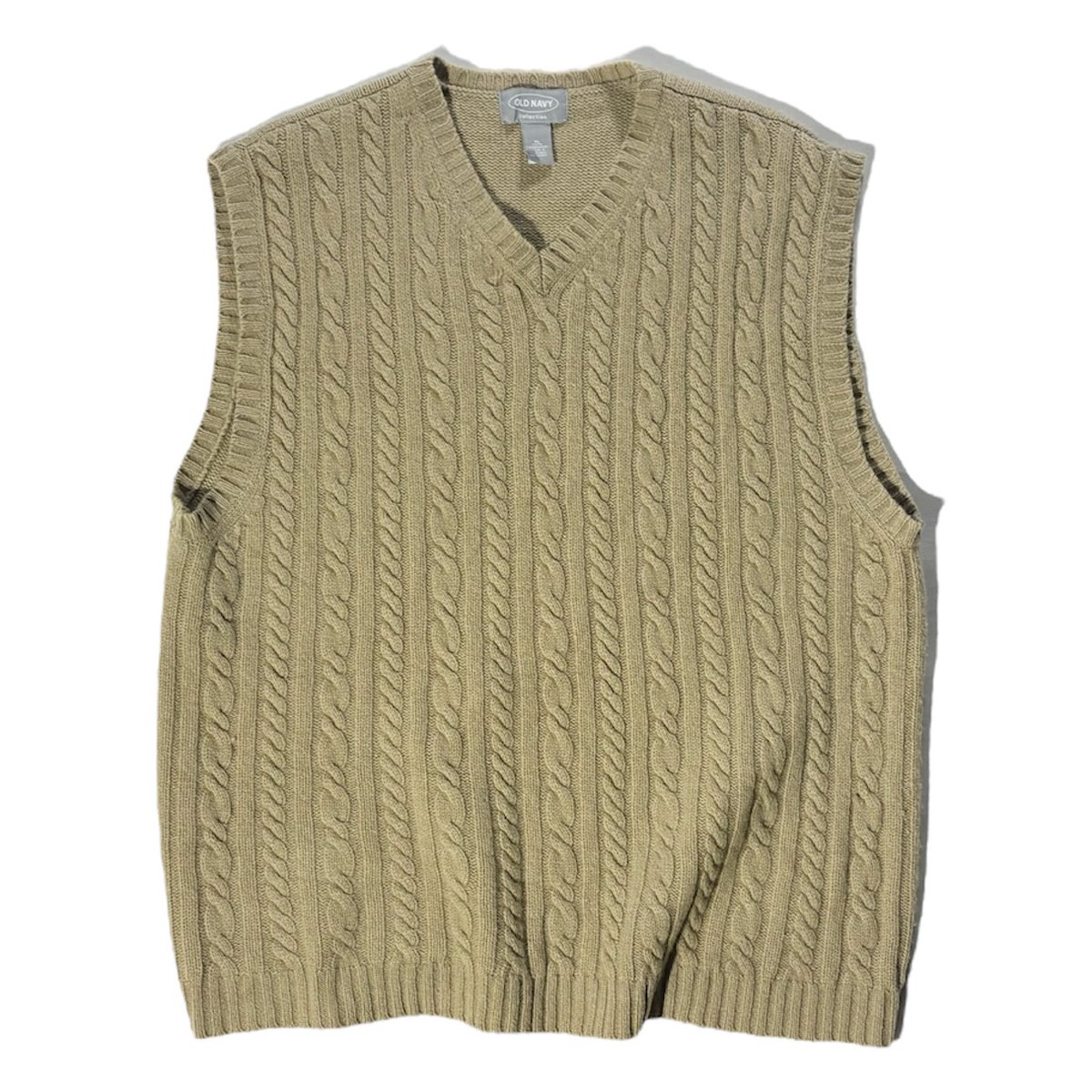 90s OLD NAVY オーバー ニットベスト ベージュ 古着女子 OLD NAVY knit vest | YOUNGBLOODS