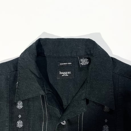 hagger linen s/s open collar shirt shirt