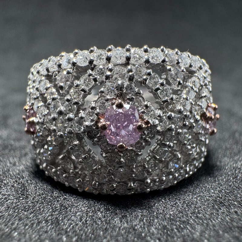 ピンクダイヤモンド エタニティ ピンキー リング Pt900 0.20ct