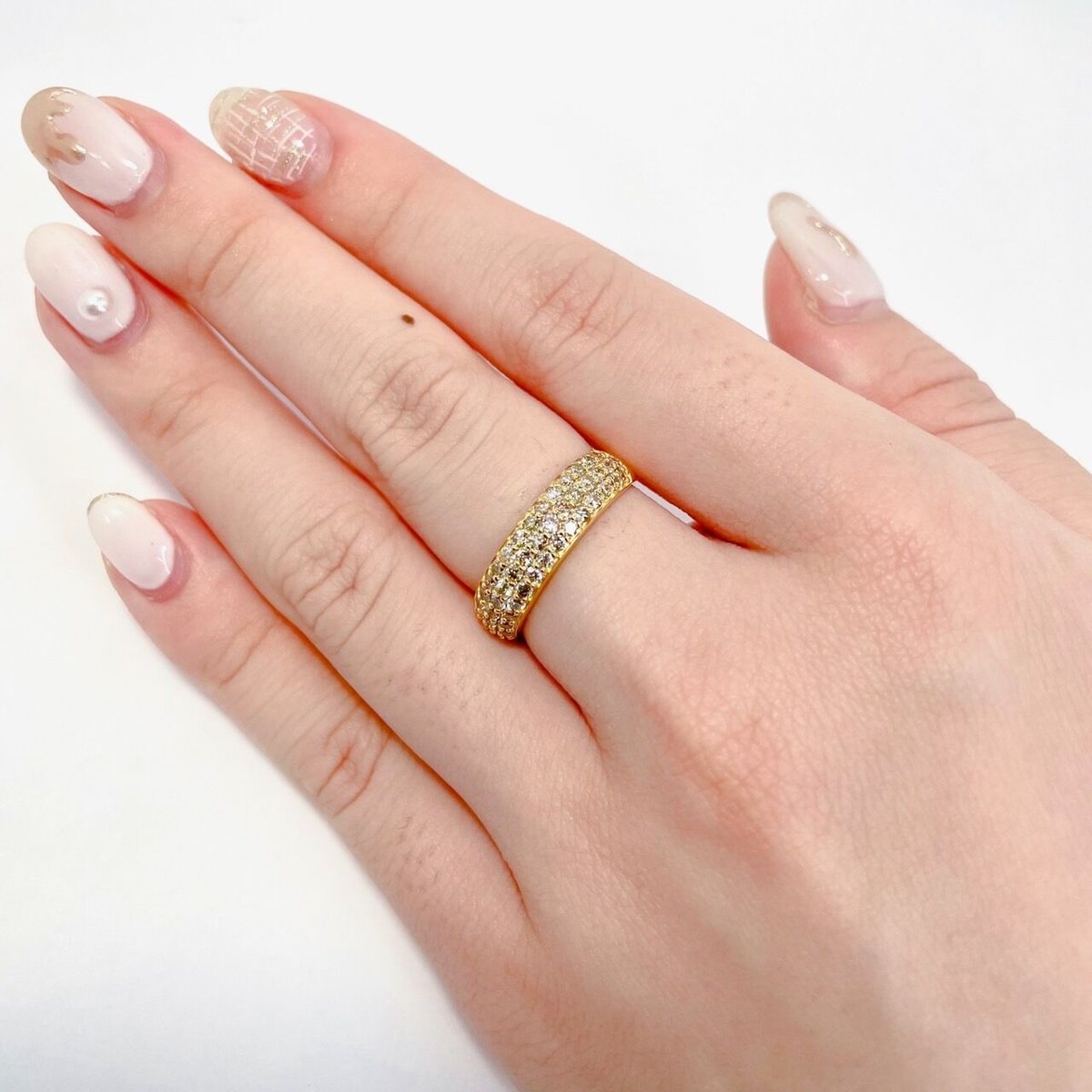 750YG 切り抜け ダイヤモンド リング 1.00CT 