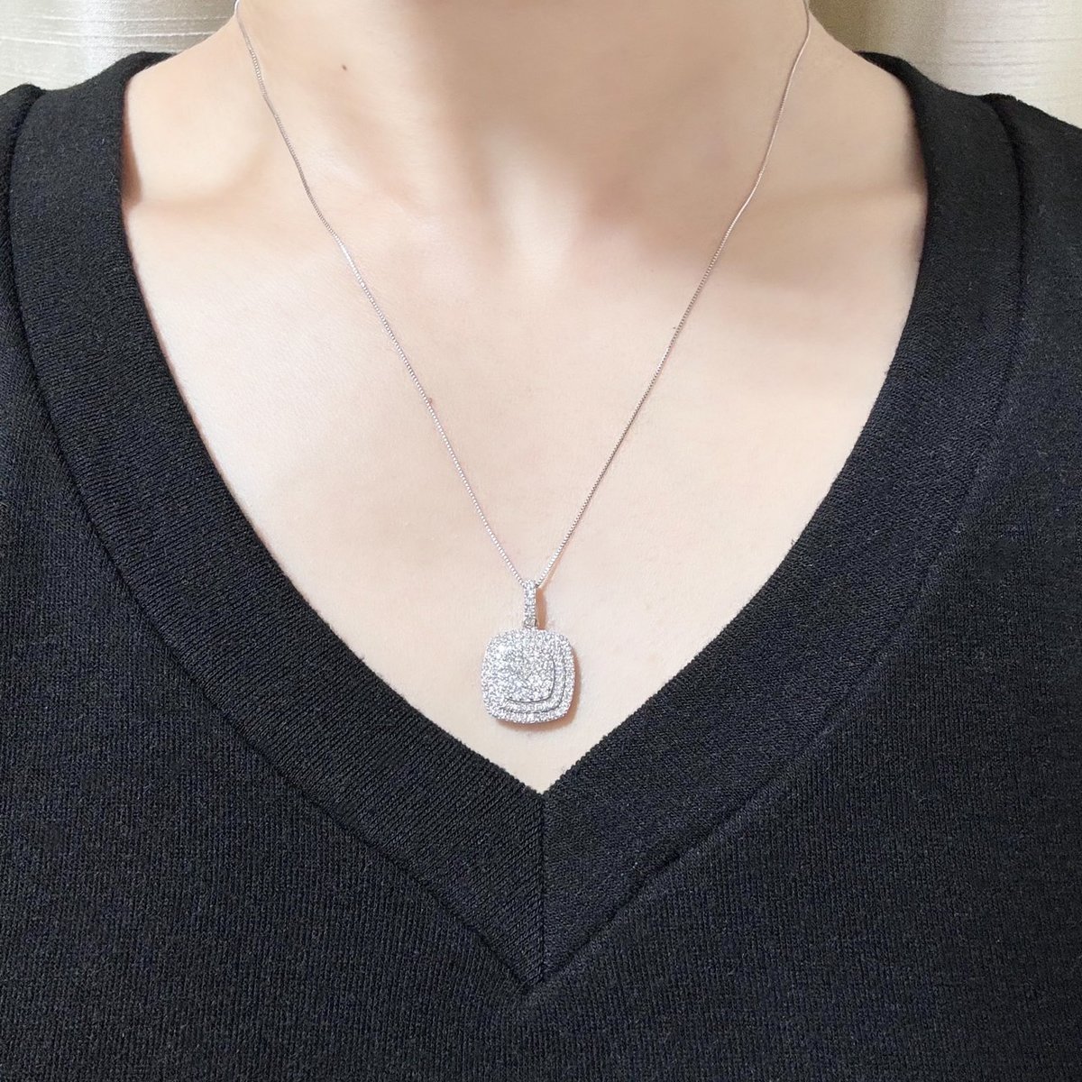 K18WG ダイヤモンド スイングネックレス 品番n21-104