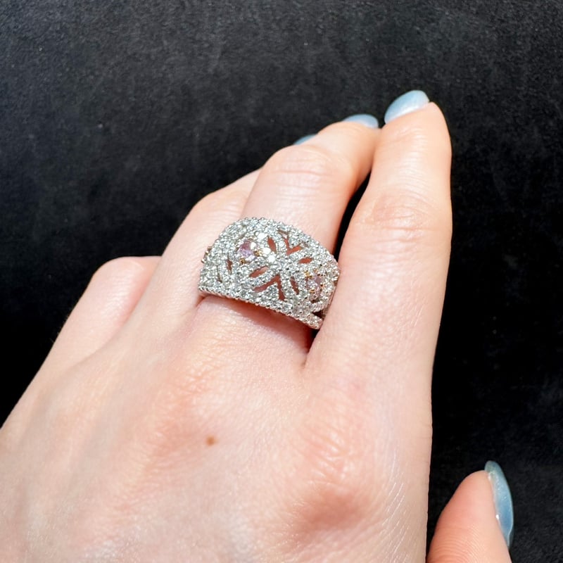 ピンクダイヤモンド エタニティ ピンキー リング Pt900 0.20ct