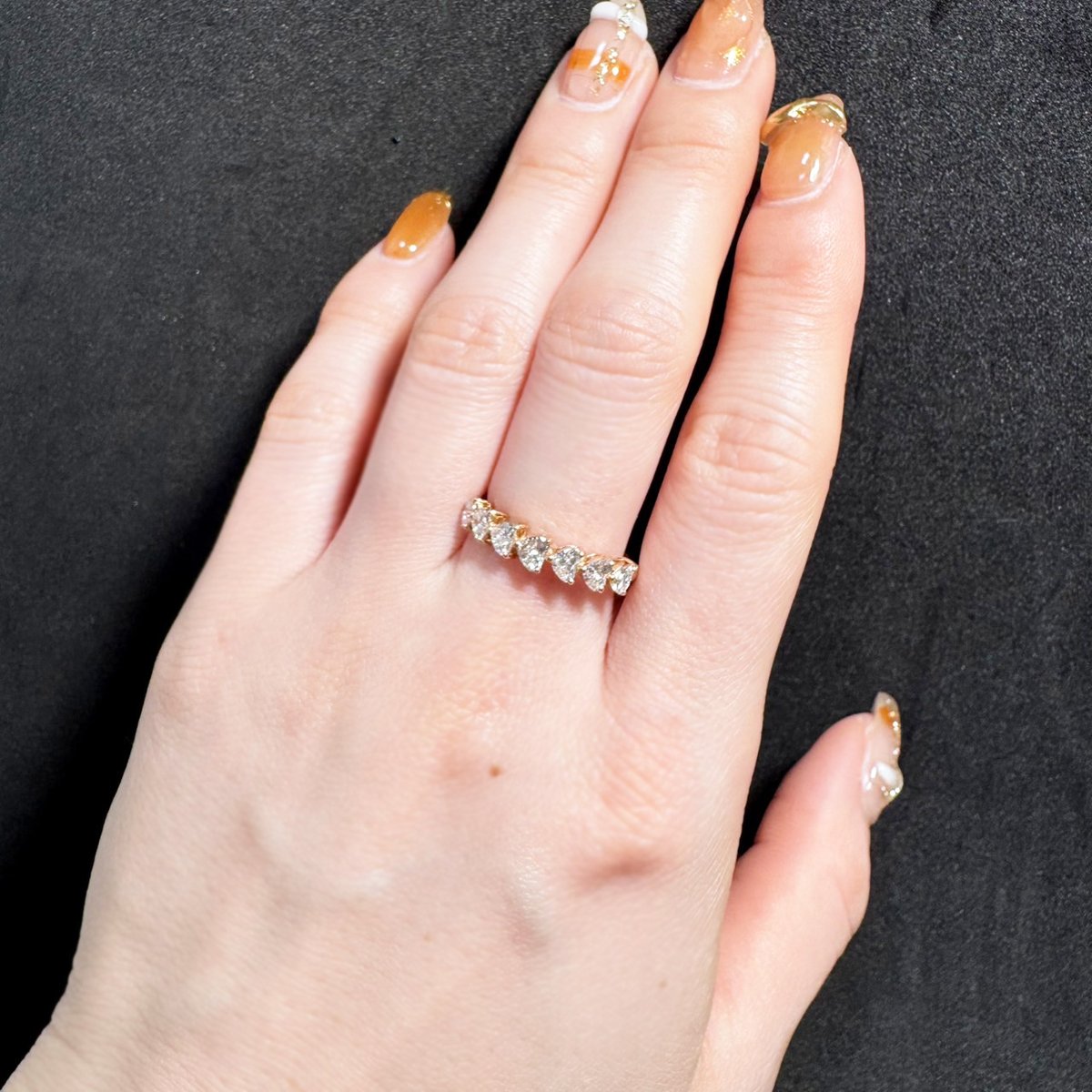 DECOUVERTE ダイヤ　ハーフエタニティーリング K18PG 0.775ct ハートシェイプダイヤモンド ハーフエタニティ