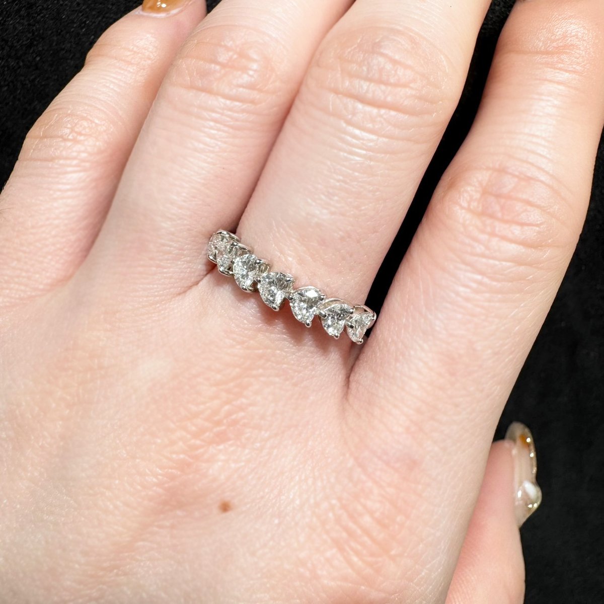ハートシェイプ ダイヤモンド リング エタニティ D0.80ct Pt ダイヤ ハートシェイプハーフエタニティ ダイヤモンドリング PT