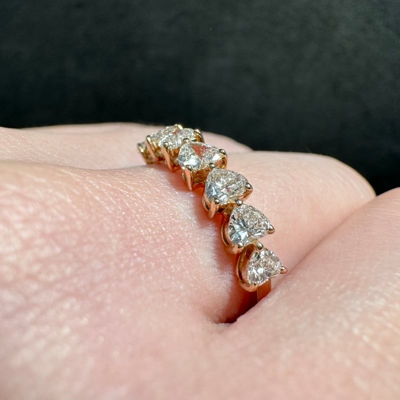 新品K18ゴールド　石を大きく見せますプリンセスカット天然ダイヤモンドリング指輪 K18ピンクゴールド天然ダイヤモンドリングサイズ7号ハートK18PG