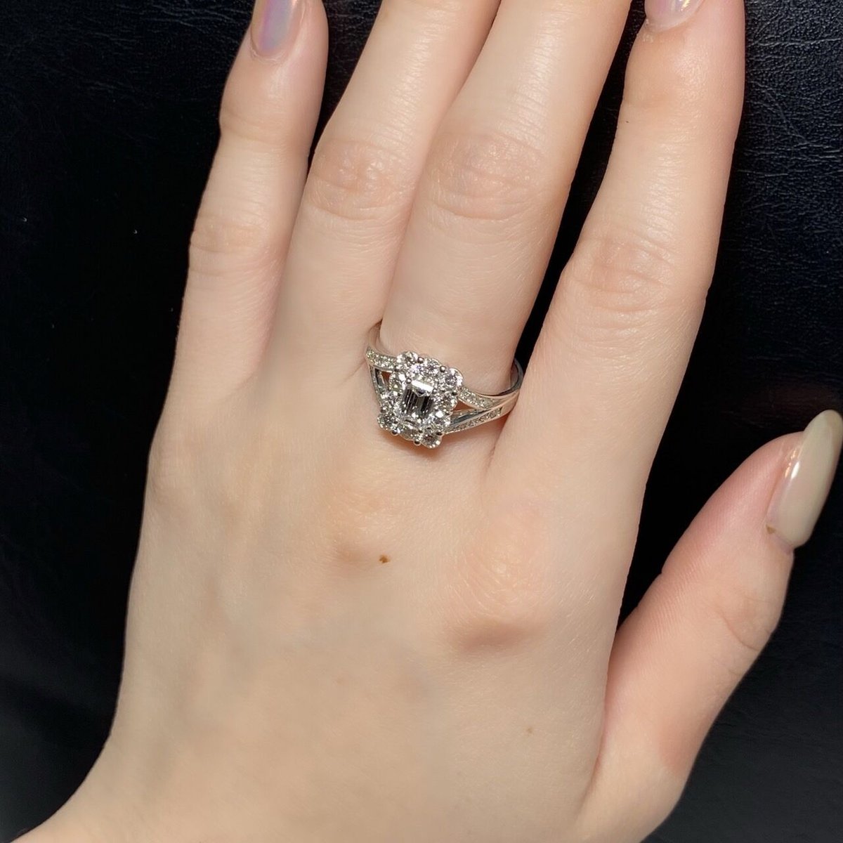 【20-18】エメラルド ダイヤモンド リング E0.43ct D0.24ct