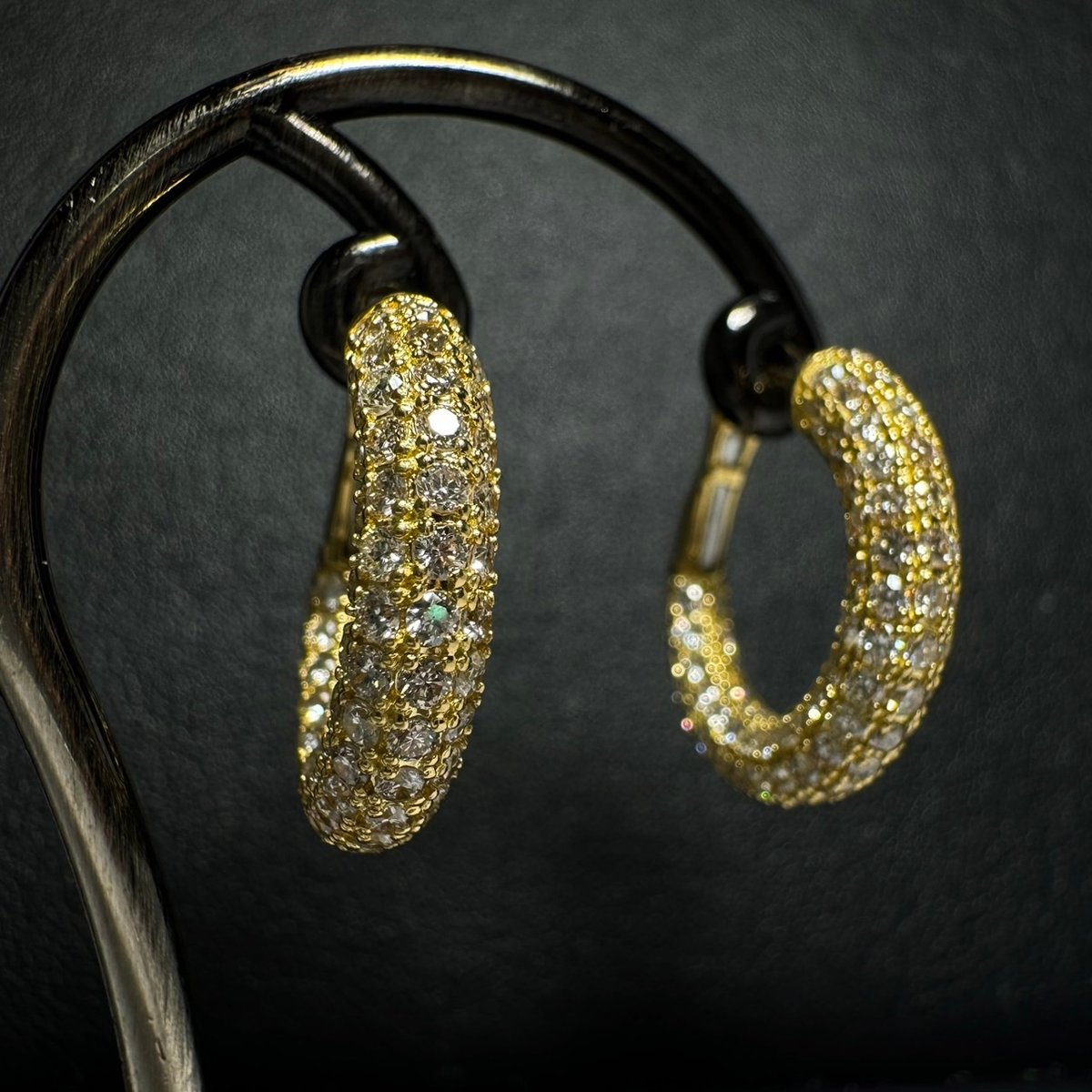 K18YG3.0ctパヴェダイヤモンドフープピアス | 日本最大級の品揃えを  