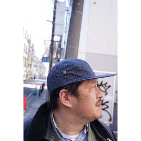 geek Recycled Plaid Long Bill Cap x IN_PUT_OUT Pins Set
