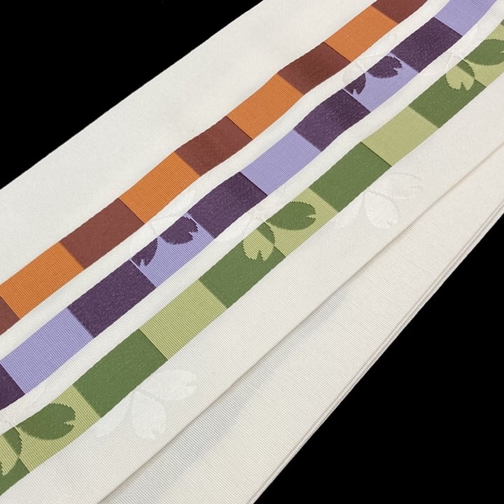 博多織 半幅帯 椿 森博多織 正絹 長さ/3m78cm 日本製 和装 小袋帯 半巾