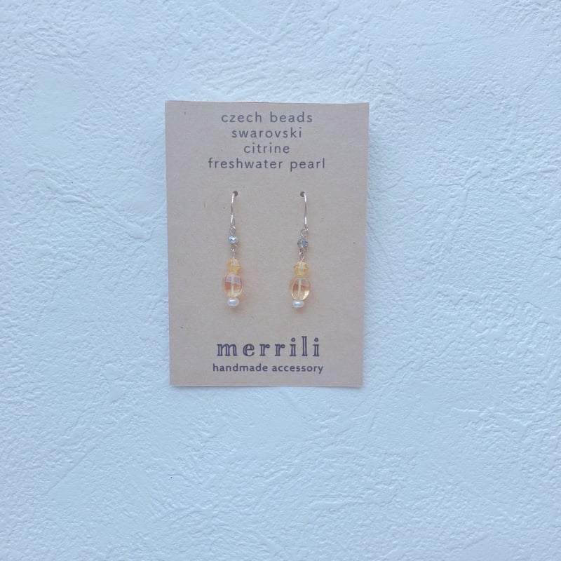 61✧成功と癒し✧シトリンとスワロフスキーのピアス | merrili 